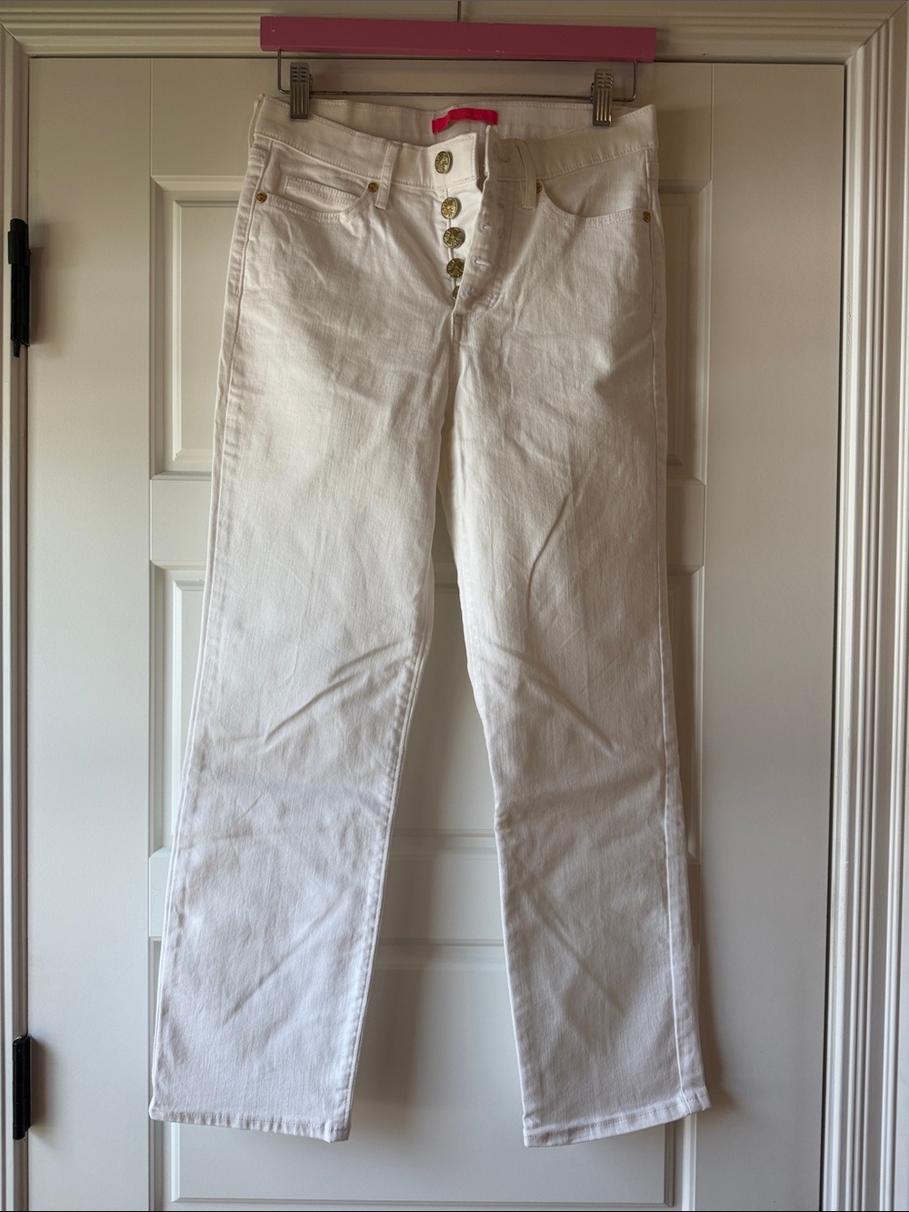 Lilly Pulitzer White Straight-Leg Button-Fly Jeans